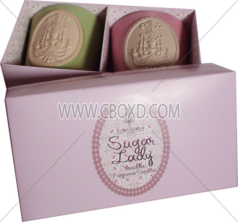 กล่องสบู่แบรนด์ Sugar Lady สีชมพู พิมพ์โลโก้ งานฝาครอบ